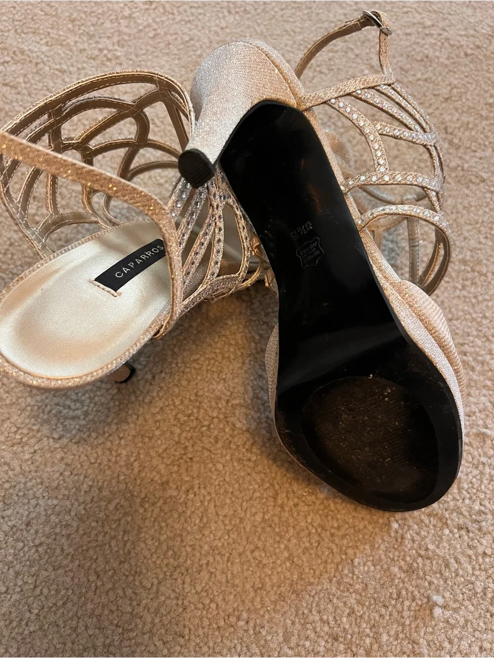 Caparros Nude Glimmer Poet Heels Sz. 8.5
